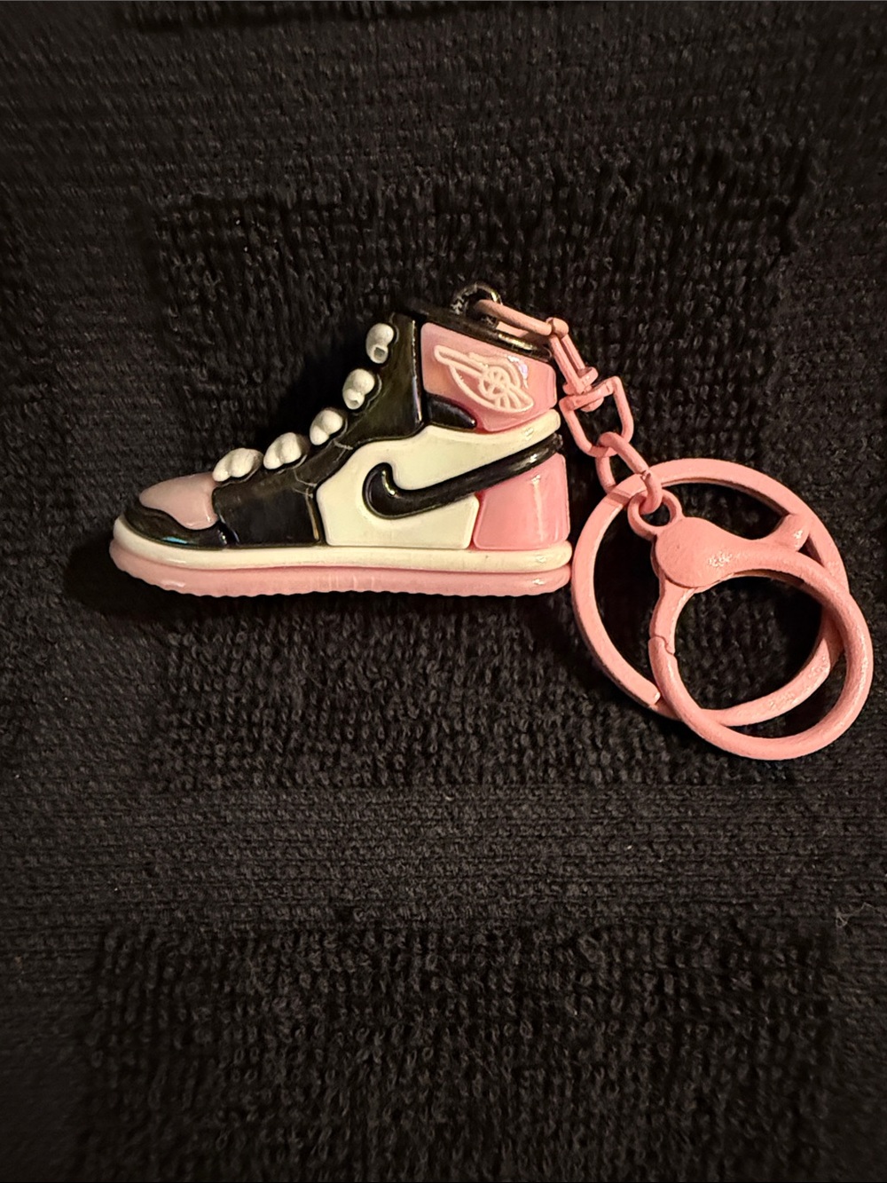 Kids Pink and Black Nike High-Top Sneaker Keychain